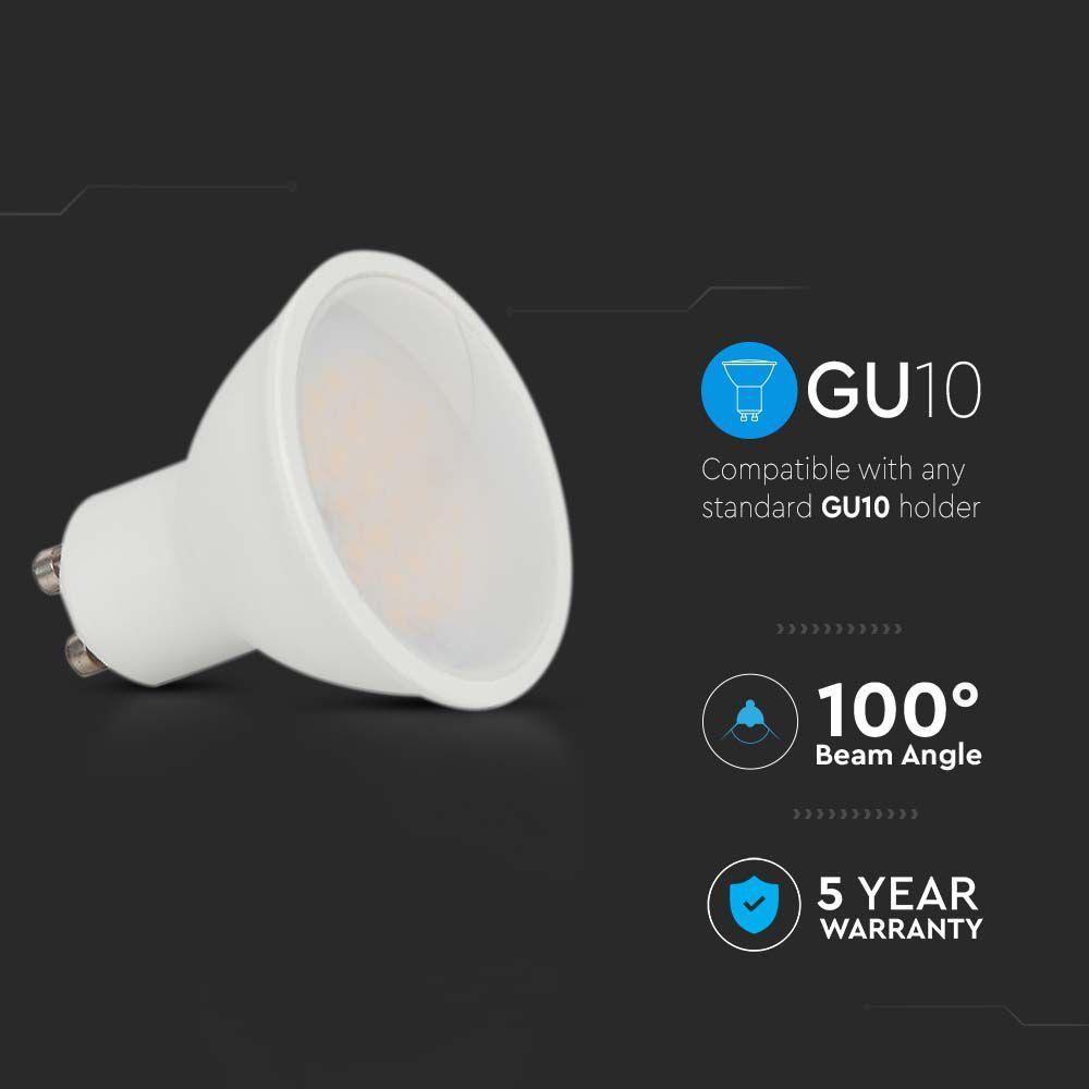 VT-271 10W GU10 LED PLASTIC SPOTLIGHT MILKY COVER SAMSUNG CHIP 3000K