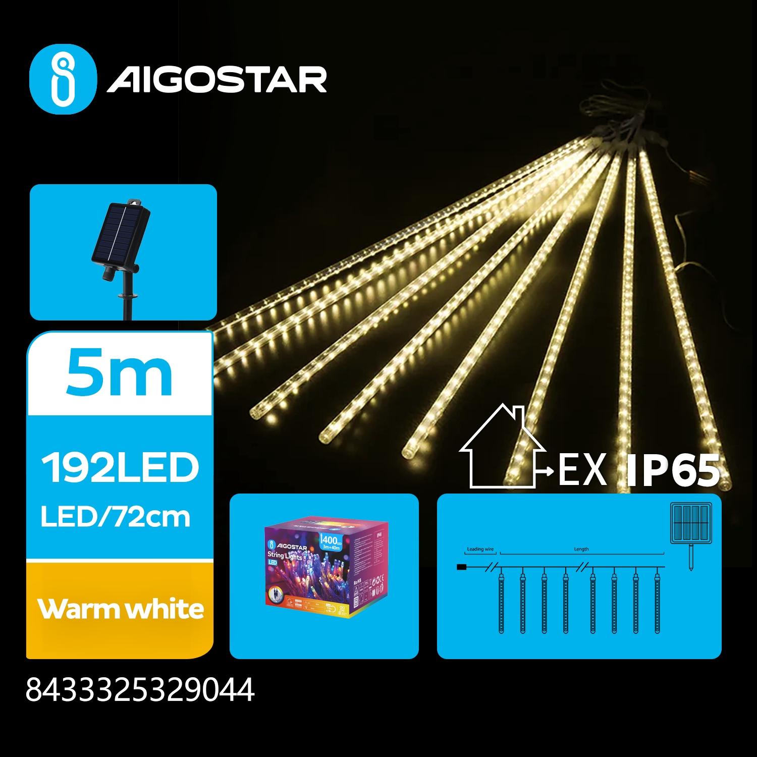 Solar 30cm- meteor shower string lights, warm white, 5m