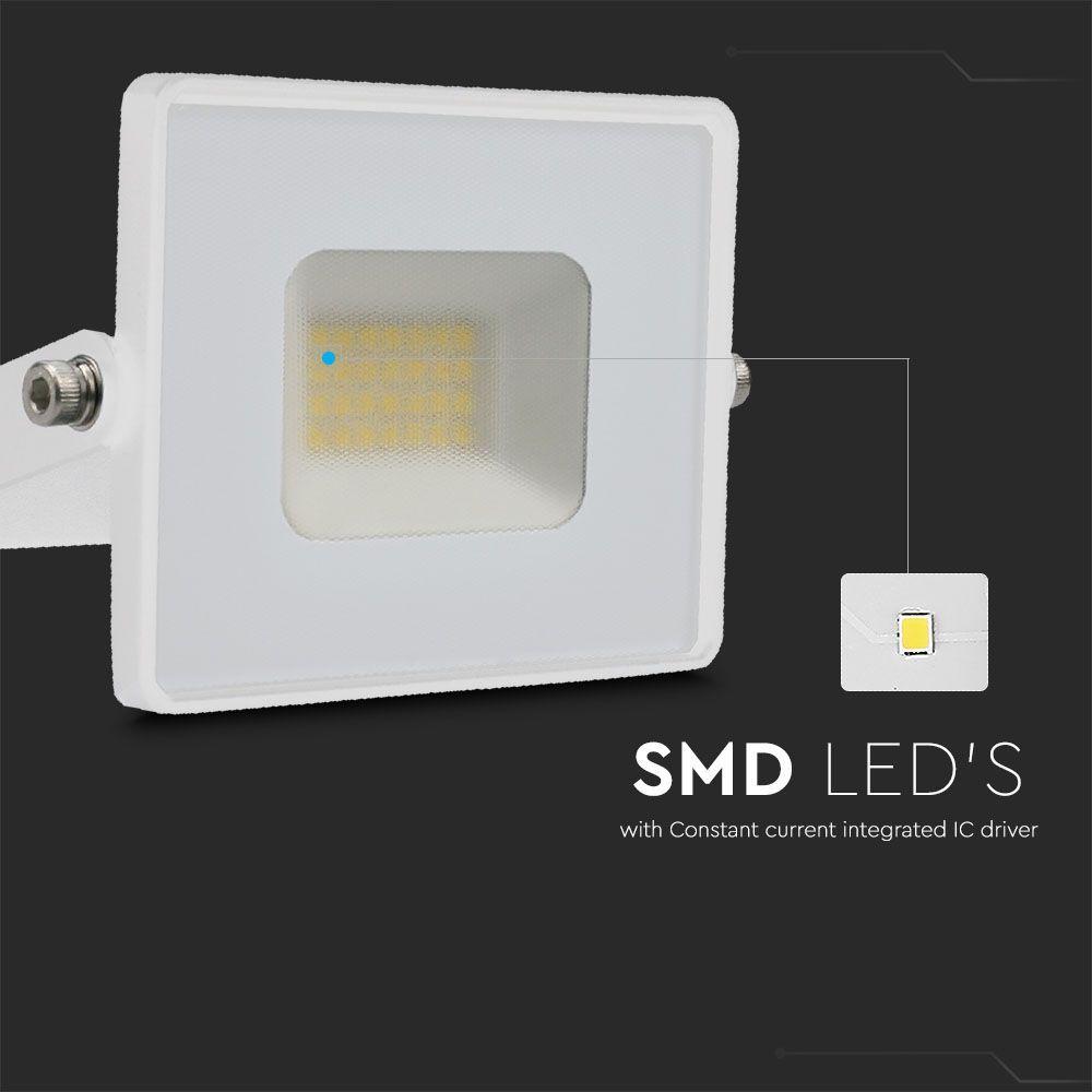 20W Naświetlacz LED SMD, Barwa:3000K, Obudowa: Biała, VTAC, SKU 215949