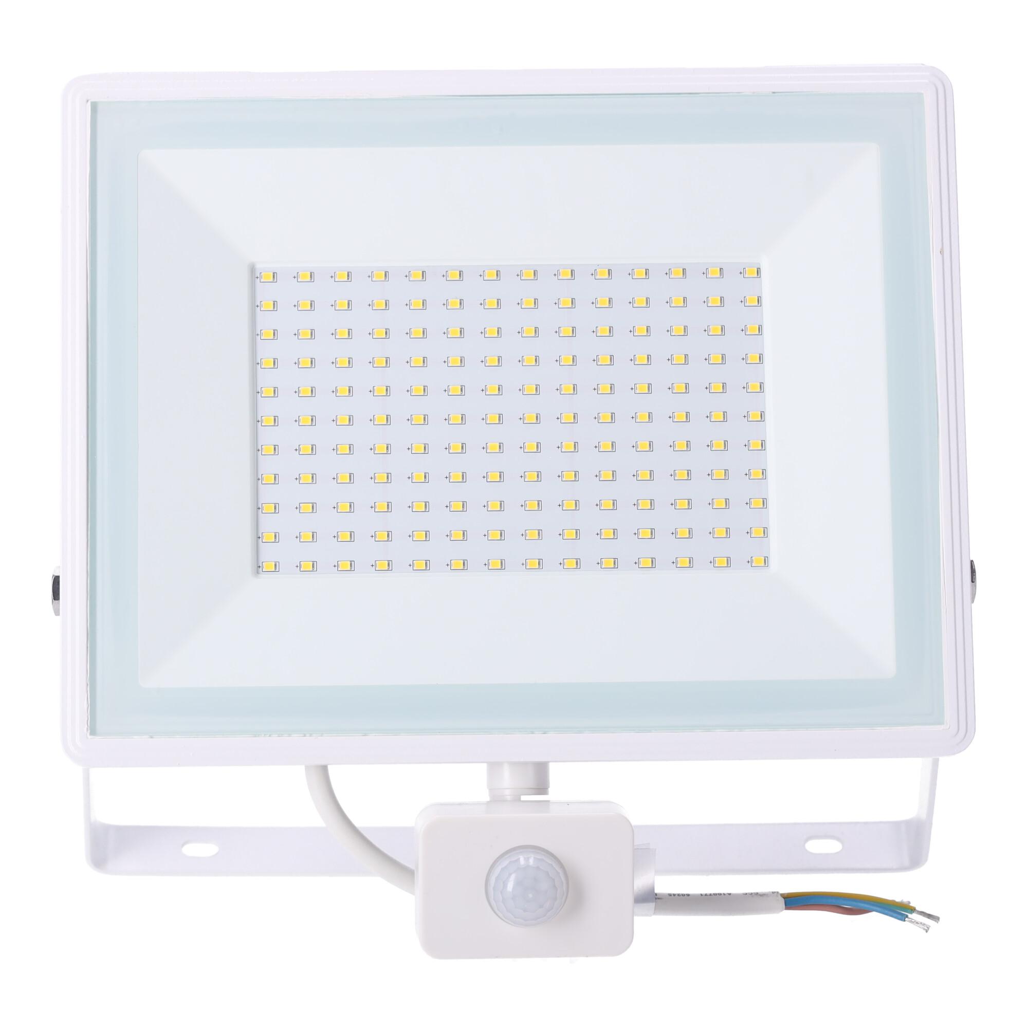 LED Slim Floodlight with Sensor White 100W (Die-casting)