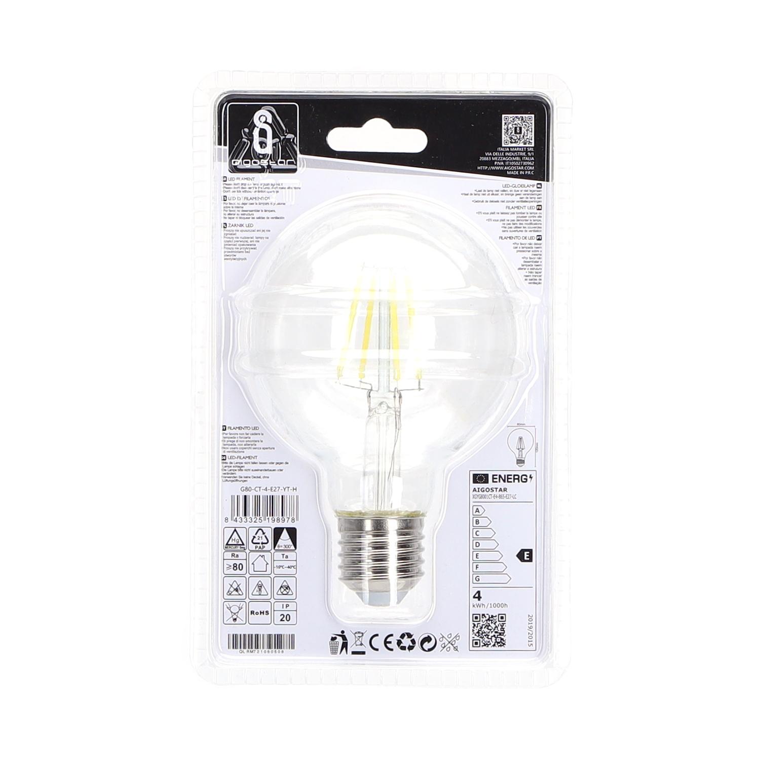 LED Filament Bulb (Clear) G80 E27 4W