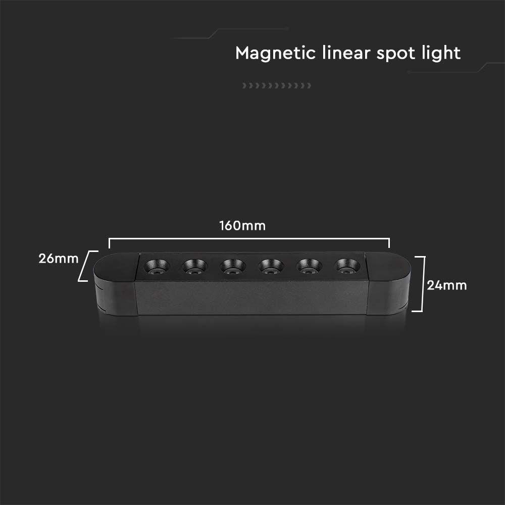 5W LED Lampa na Szynoprzewód SLIM MAGNETIC, Barwa: 6400K, Obudowa: Czarna , VTAC, SKU 10235