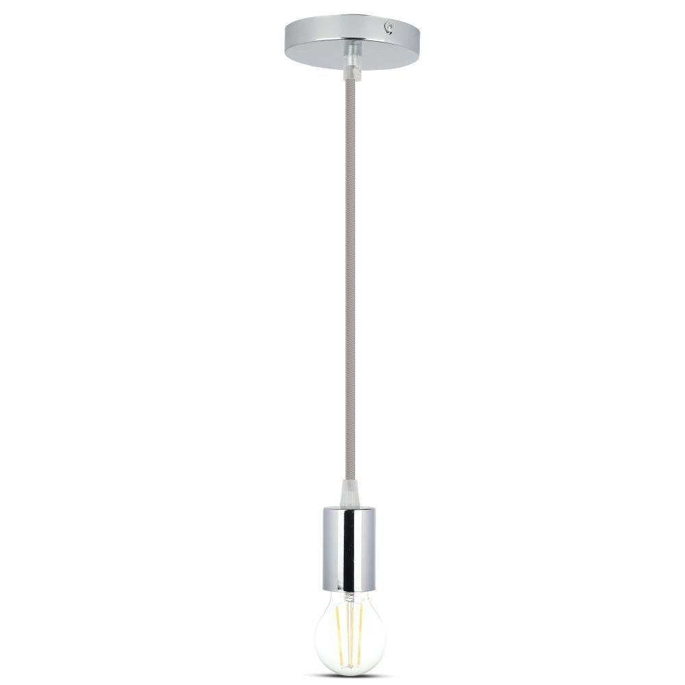 Lampa wisząca, oprawka chrom + przewód Szary, VTAC, SKU 3786