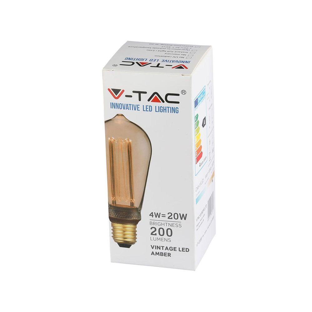 VT-2185 4W ST64 LED ART FILAMENT BULB-AMBER GLASS 1800K E27