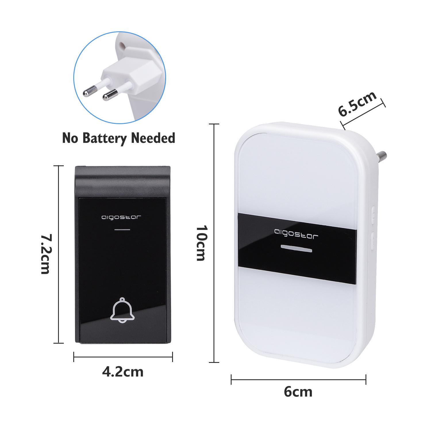 AC Wireless Digital Door Bell (one to two) White & Black