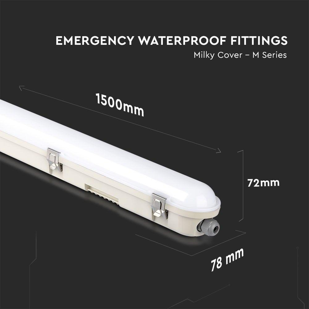 VT-150148E 48W LED LED WATERPROOF FITTING 150CM-SAMSUNG CHIP-EMERGENCY KIT-MIL...