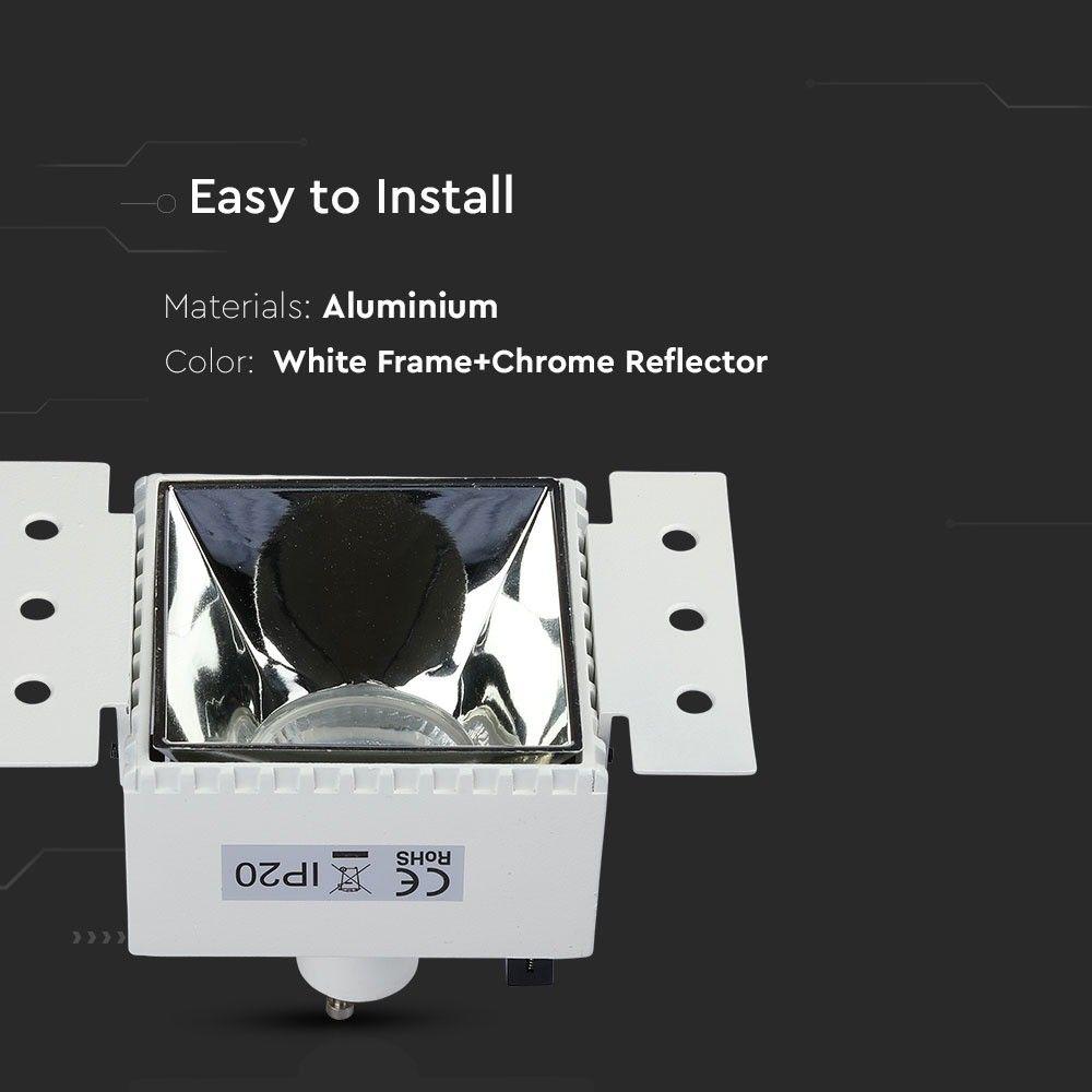 VT-890 GU10 FITTING SQUARE WITH WHITE FRAME+CHROME REFLECTOR