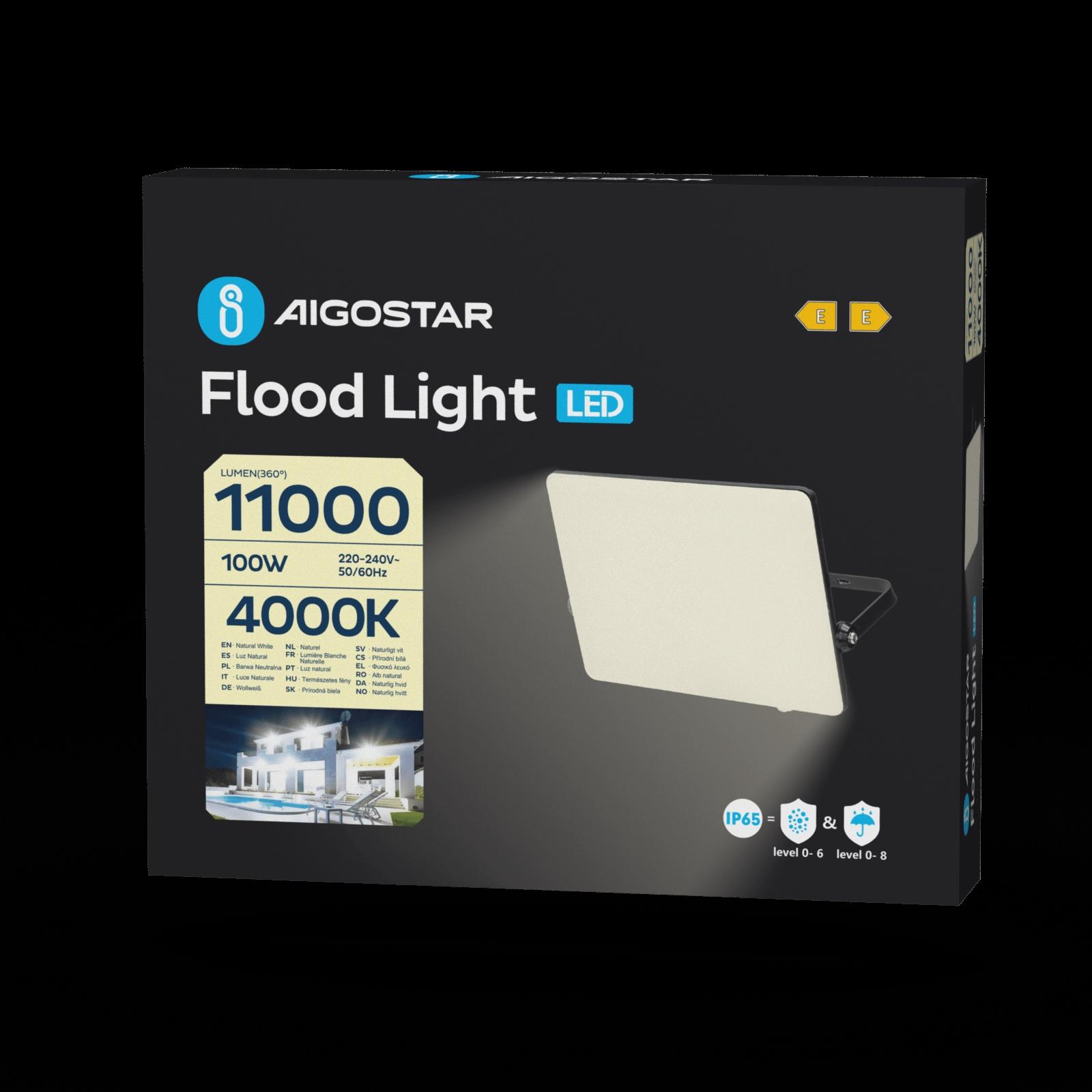 LED Frosted Cover Floodlight with Black Housing, 100W, 4000K