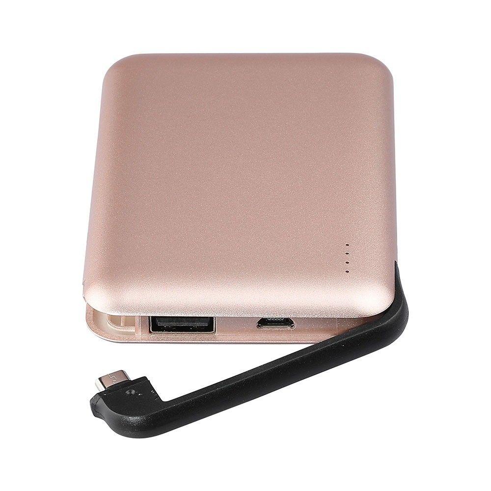 Power Bank z przyłączem Mikro USB, Litowo Polimerowy - 3.7V, 5000mAh, Różowe Złoto, VTAC, SKU 8867