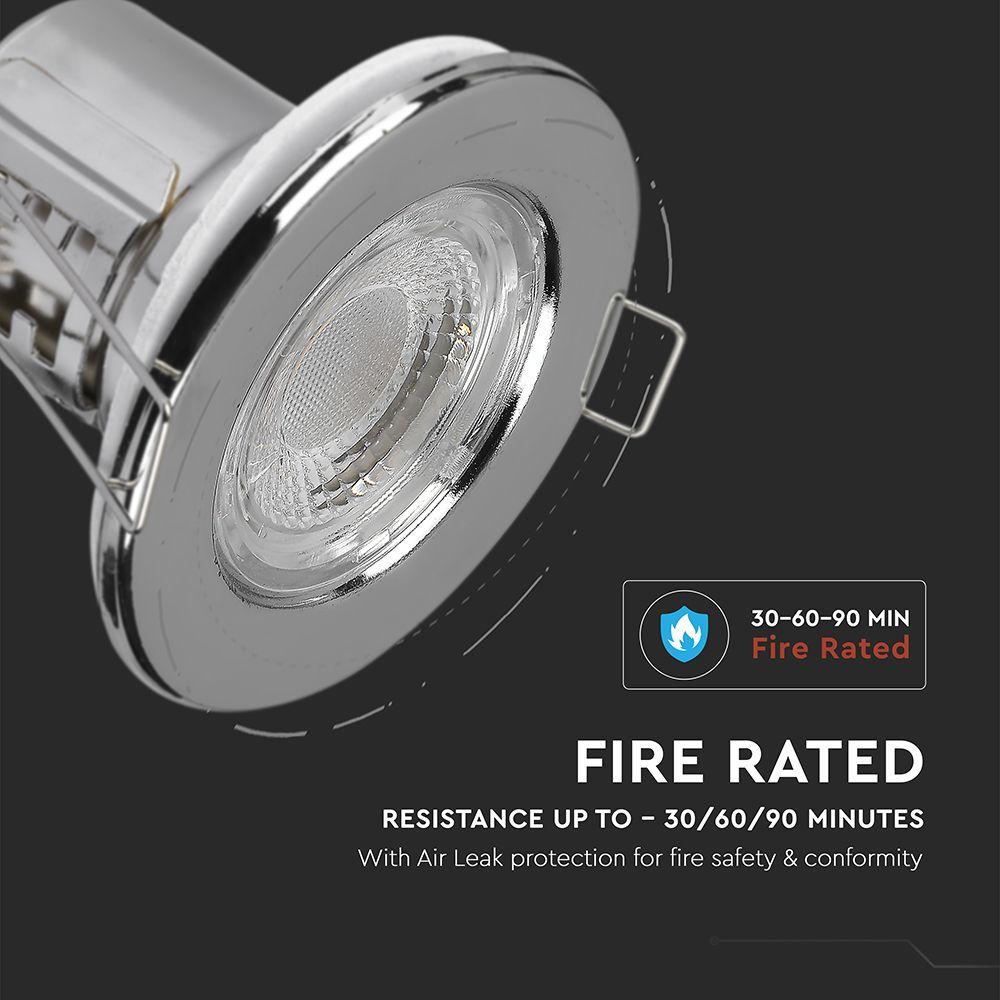 VT-885 5W SPOTLIGHT FIRERATED FITTING SAMSUNG CHIP 6400K CHROME