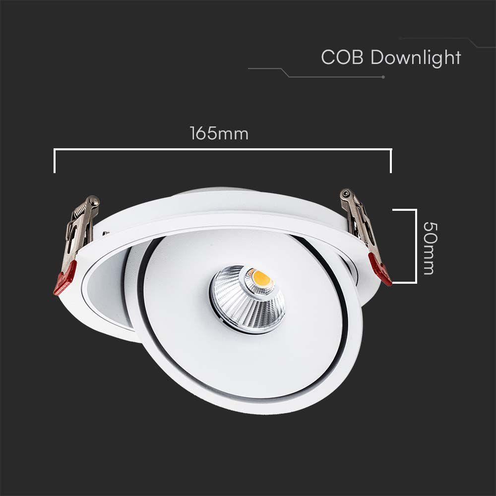 20W Oprawa COB Downlight LED, Barwa: 3w1, Obudowa: Biała , VTAC, SKU 10581