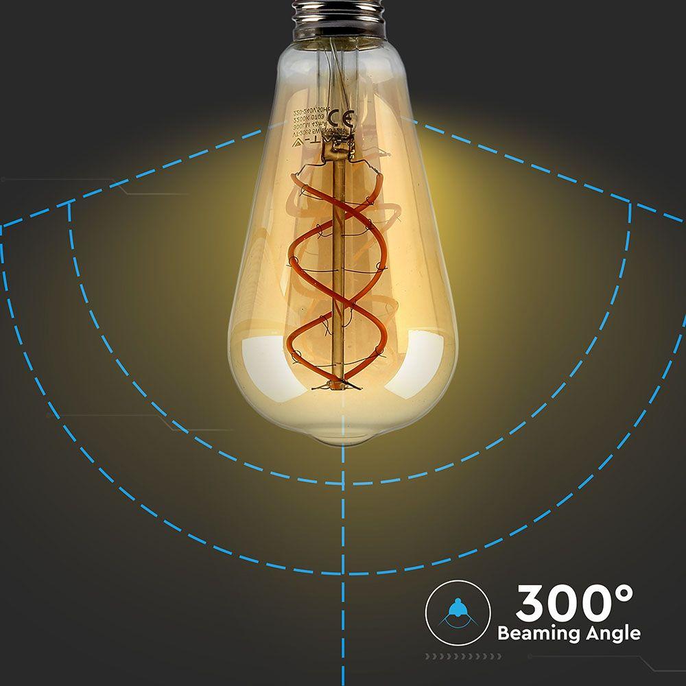 VT-2065D 5W ST64 FILAMENT BULB 2200K AMBER GLASS DIMMABLE