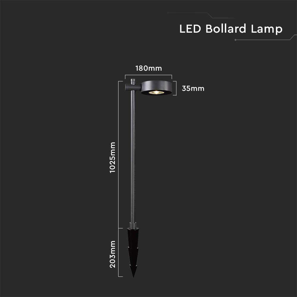 VT-11107 7W LED BOLLARD LAMP 3000K BLACK BODY IP65