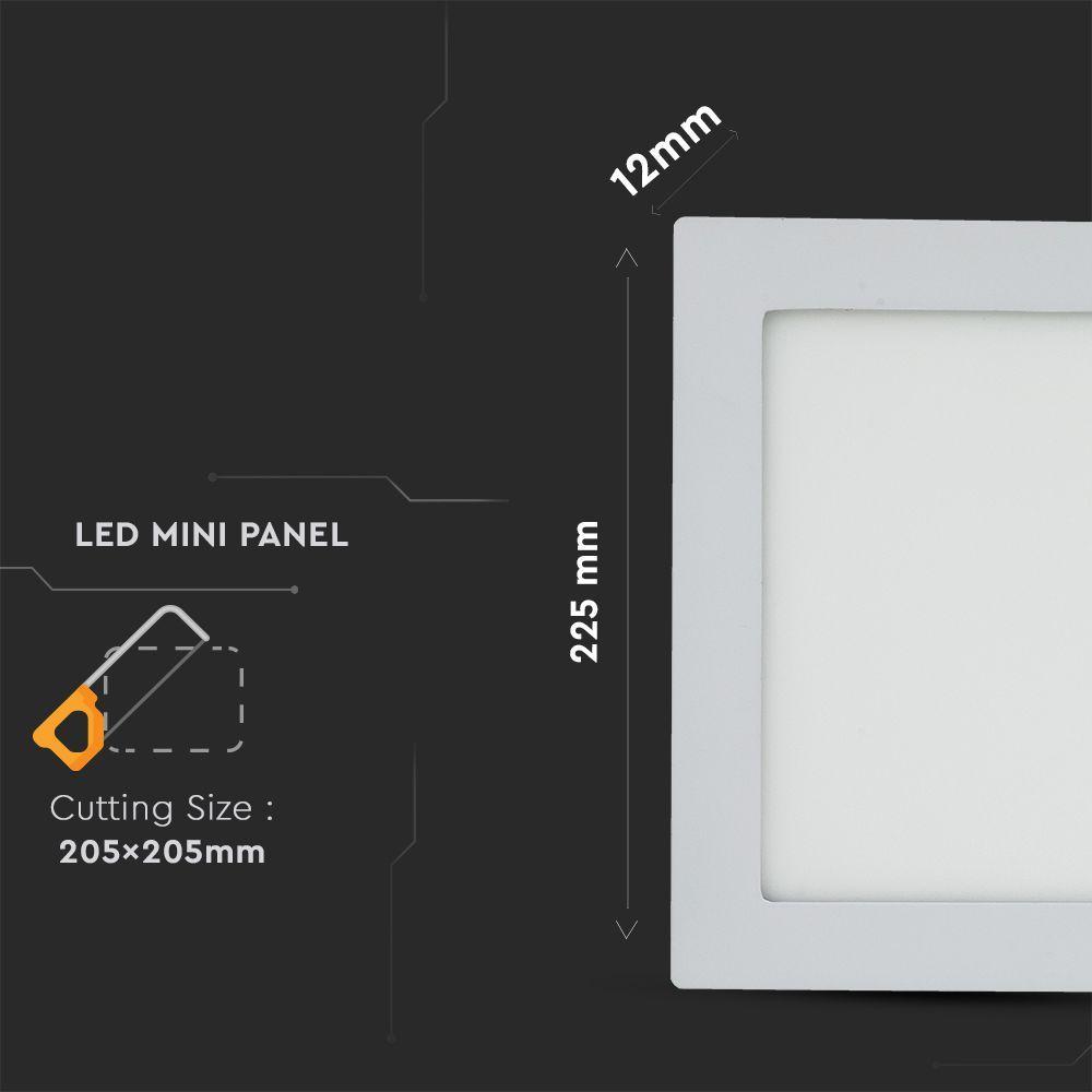 18W Panel LED, Barwa:3000K, Kwadratowa, VTAC, SKU 4869