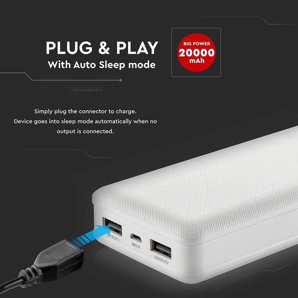 VT-3502 20000mAh POWER BANK-WHITE