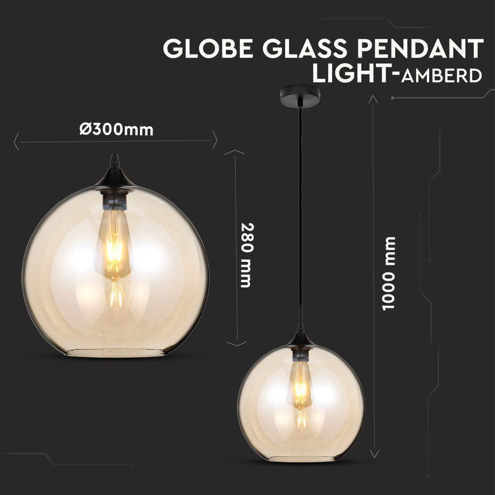 VT-7303 GLOBE GLASS PENDANT LIGHT-AMBER D:300-E27