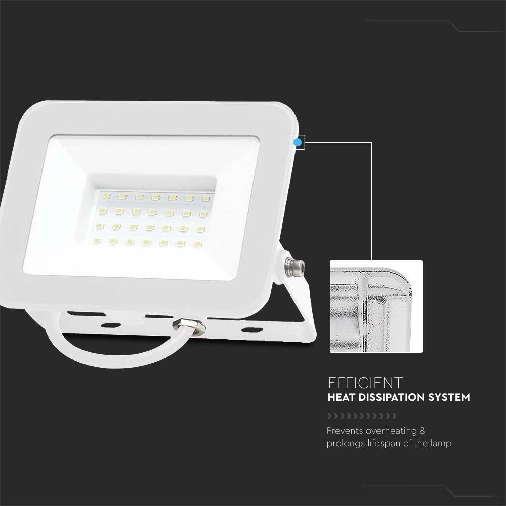 VT-44030 30W FLOODLIGHT SAMSUNG CHIP 6500K WHITE BODY WHITE GLASS