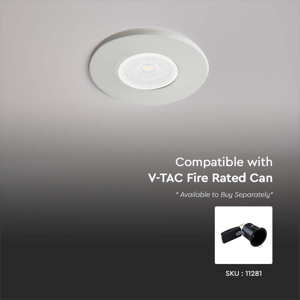 VT-703 BEZEL FOR FIRE RATED DOWNLIGHT PUSH & LOCK WHITE IP65 5PCS/PACK