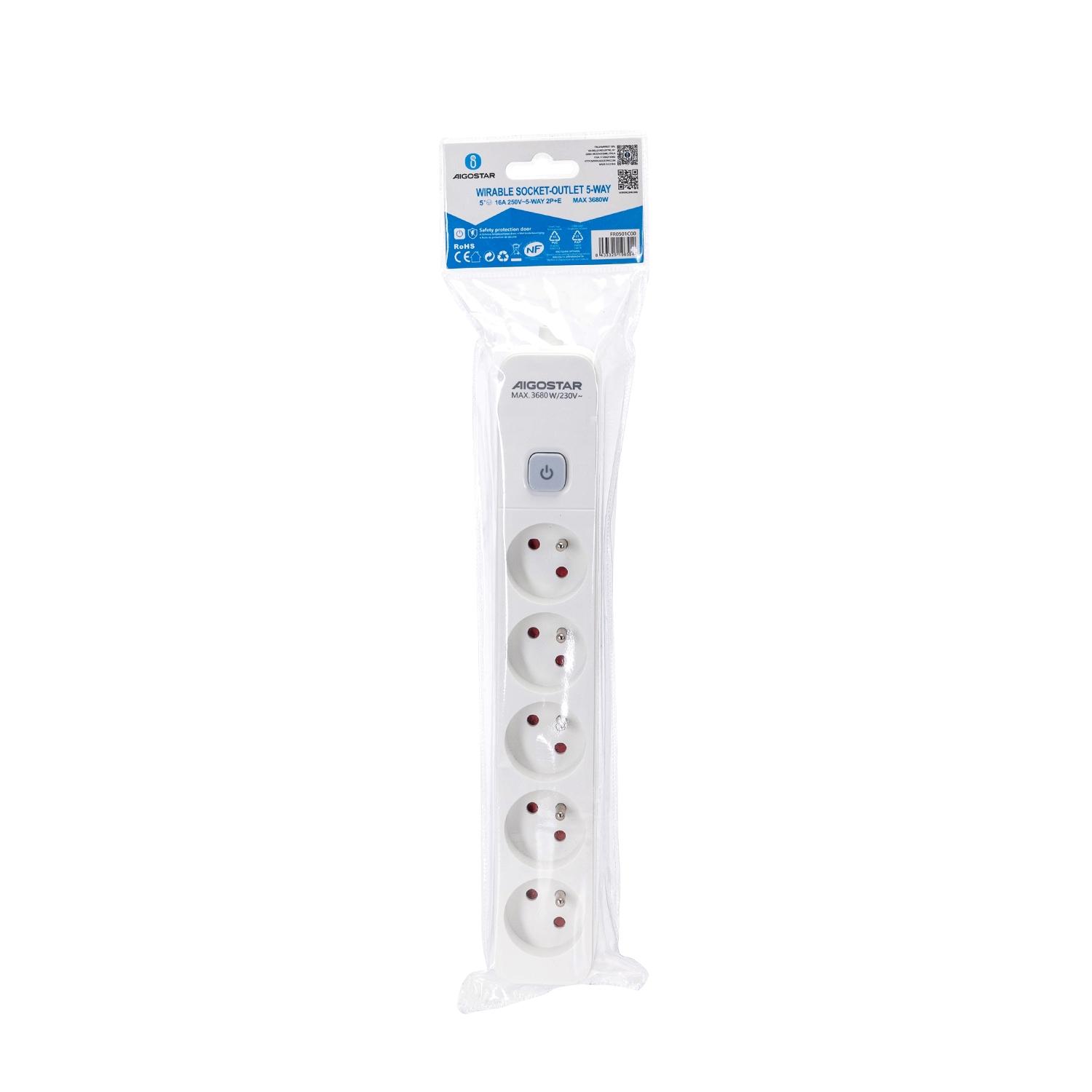 Power strips 5-way White and Gray