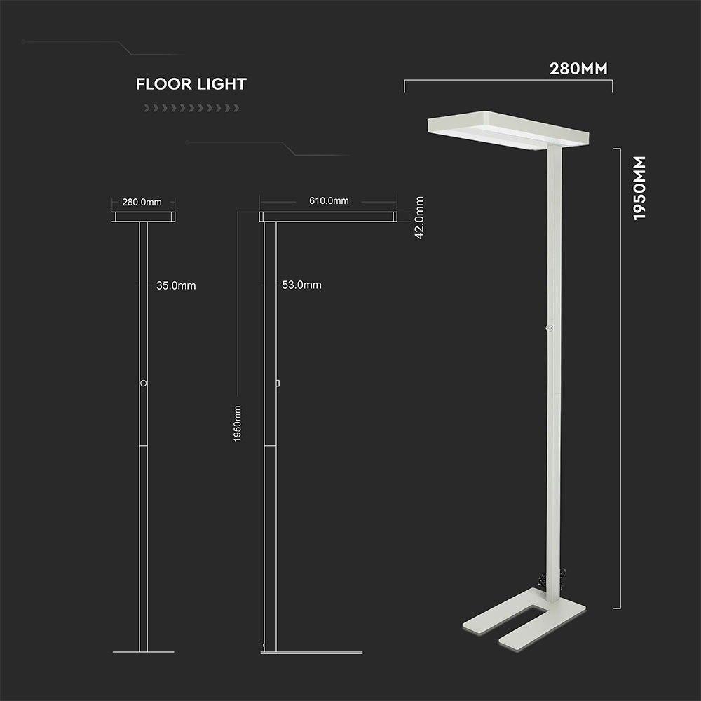 VT-8500 80W LED FLOOR LAMP(KNOB DIMMING) 4000K,WHITE -5 YRS WTY