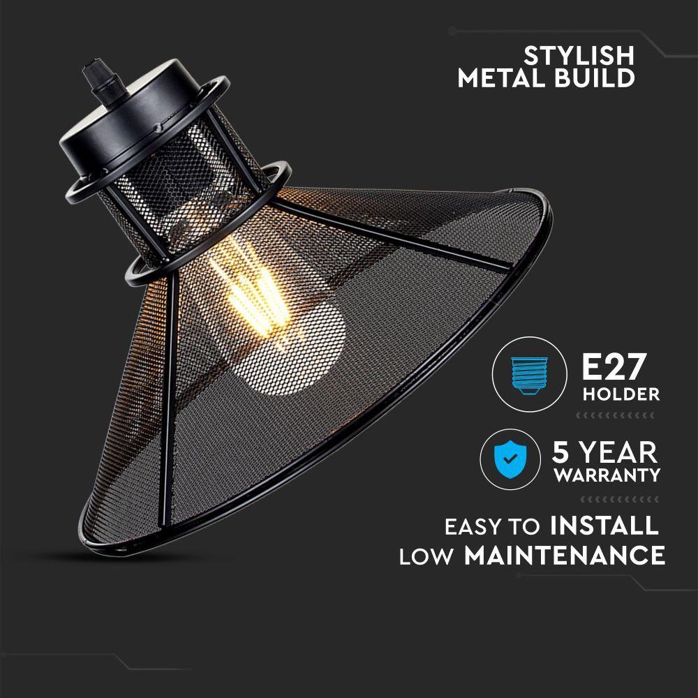 VT-7252 BLACK METAL V SHAPE MESH PENDANT LAMP D:250-E27