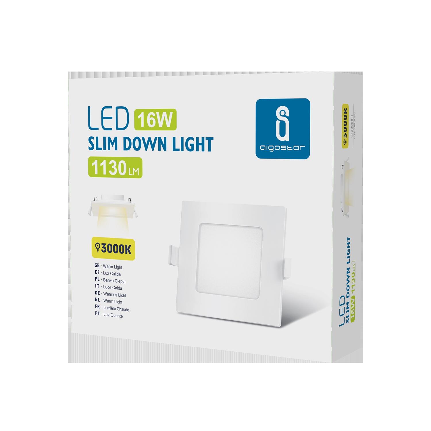 E6 LED Ultra-thin Flush-mounted Square Downlight 16W Yellow Light