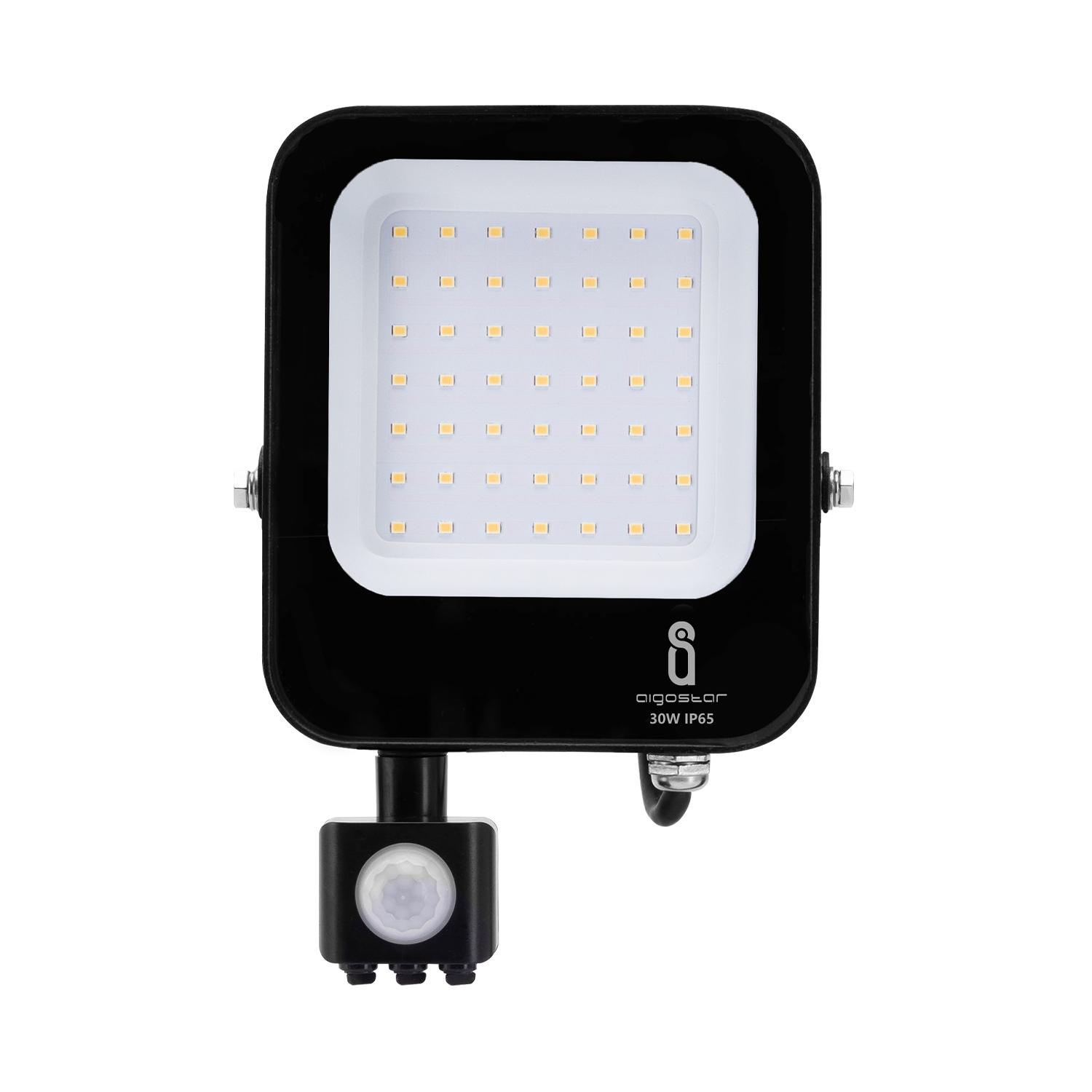 LED Floodlight with Sensor Black 30W