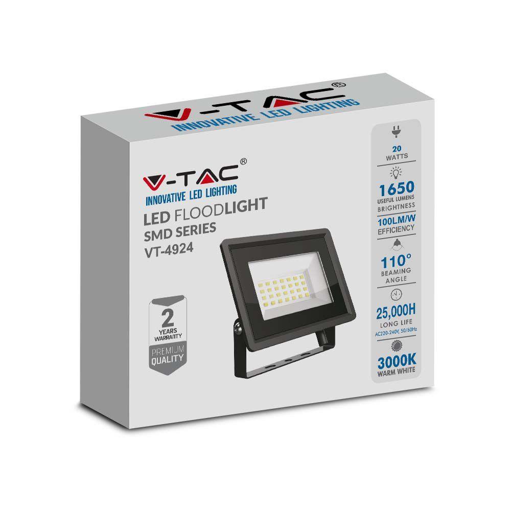 20W Naświetlacz LED, Seria: F-Class, Barwa:6400K, Obudowa: Czarna, VTAC, SKU 6739