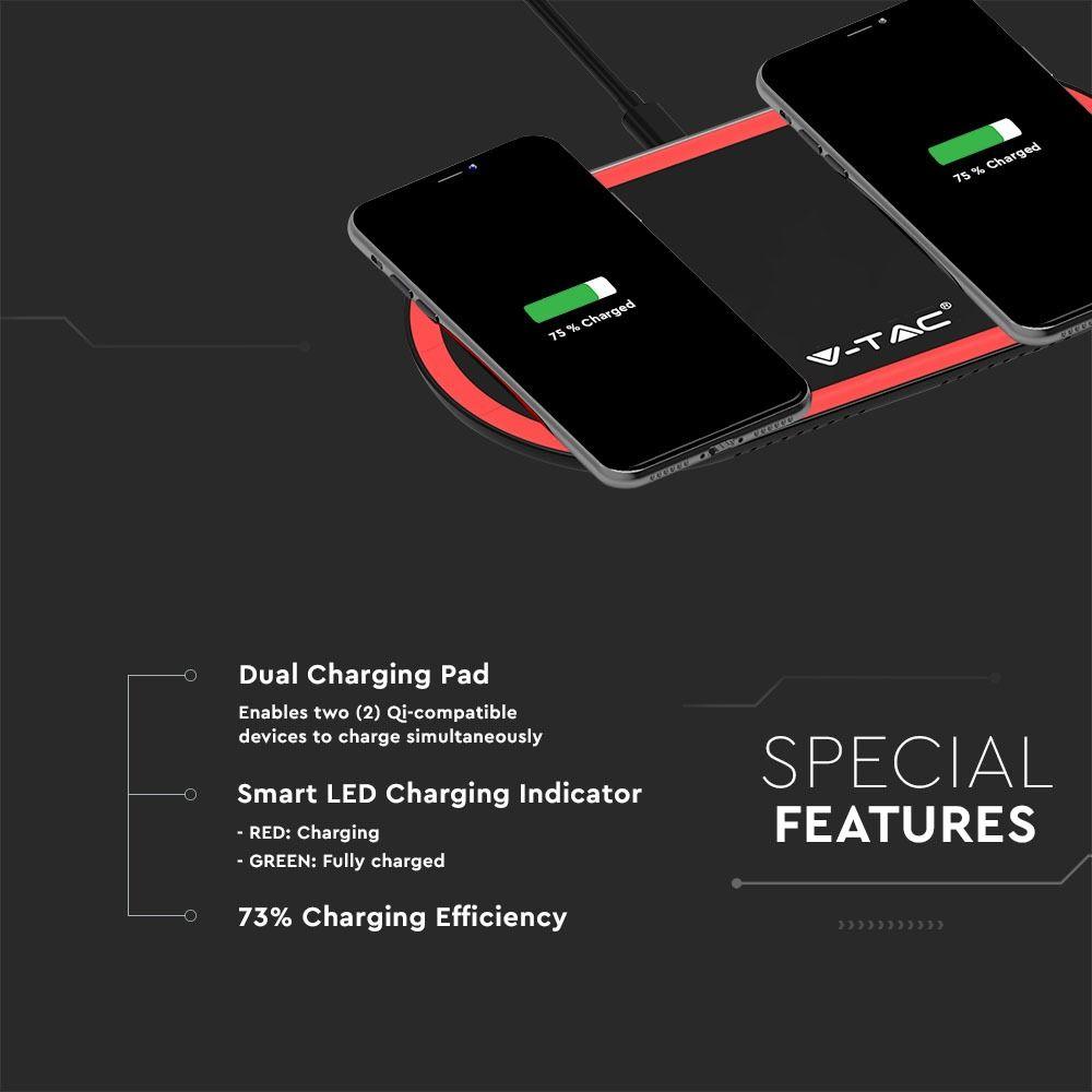 VT-1213 10W WIRELESS CHARGING PAD-BLACK+RED