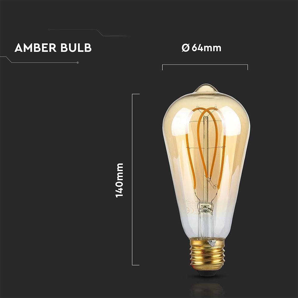 VT-2066 5W ST64 LONG FILAMENT BULB 2200K AMBER GLASS