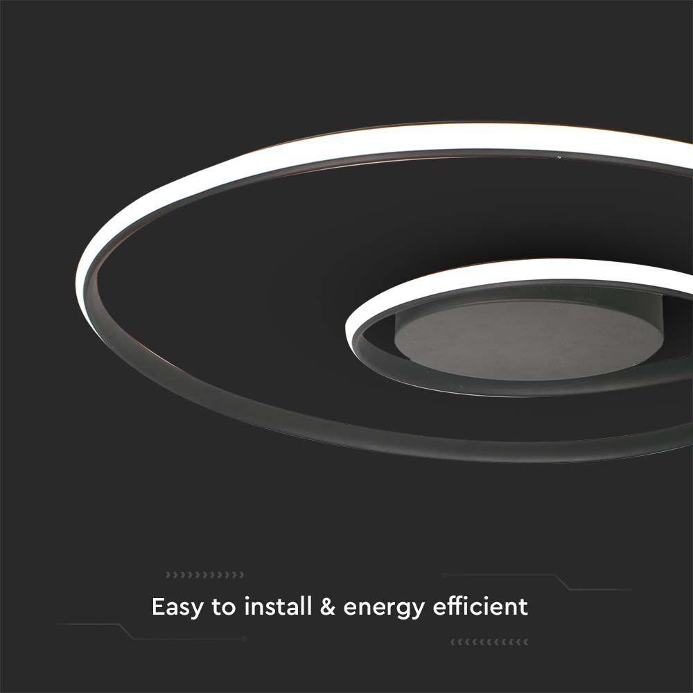 VT-7911 48W LED METAL CEILING LAMP D600xH50MM 3000K BLACK BODY TRIAC DIMMABLE