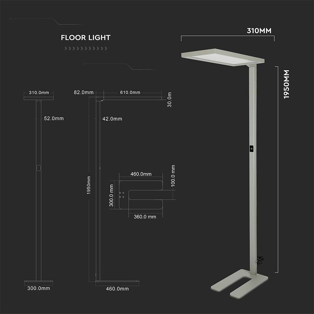 VT-8400 80W LED FLOOR LAMP(TOUCH DIMMING) 4000K,SILVER-5 YRS WTY