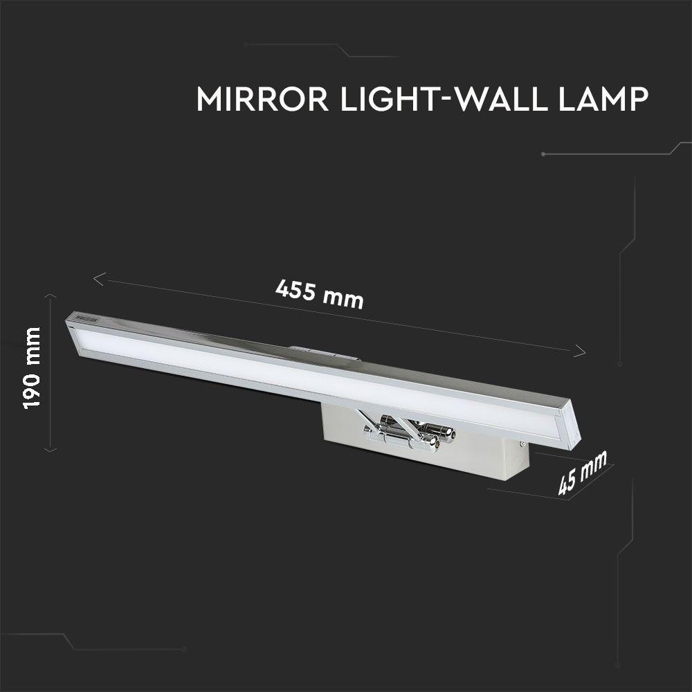 VT-7009CH 8W LED MIRROR LIGHT -MOVABLE-SQUARE FRAME-CHROME 4000K D:455