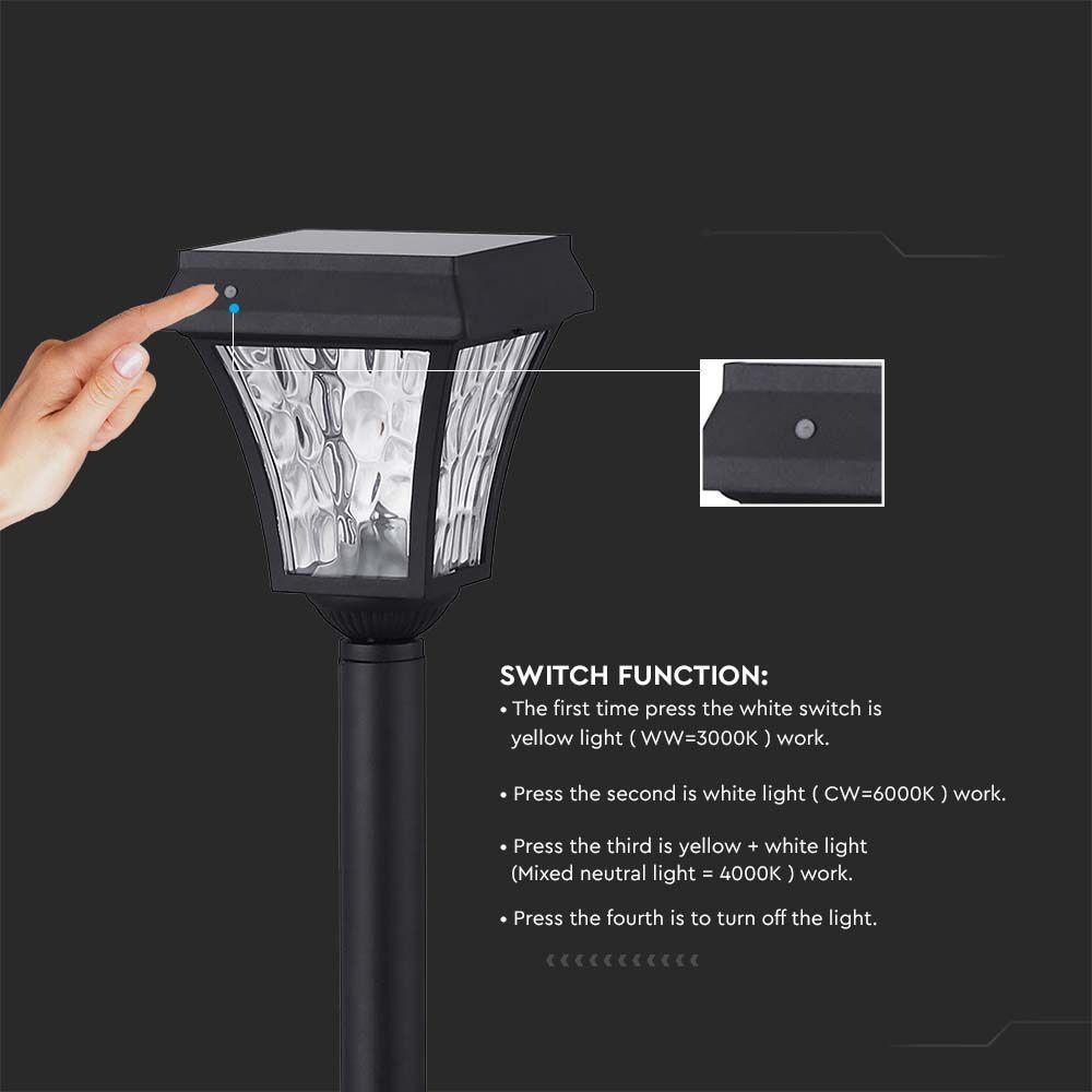 VT-984 LED SOLAR LAWN LAMP CCT 3IN1 MATT BLACK BODY