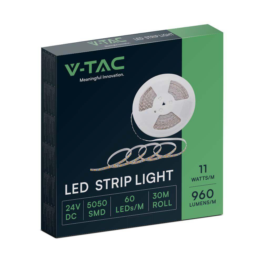 VT-5050 60 11W/M LED STRIP LIGHT 4000K 24V IP20 DOUBLE PCB 30M ROLL