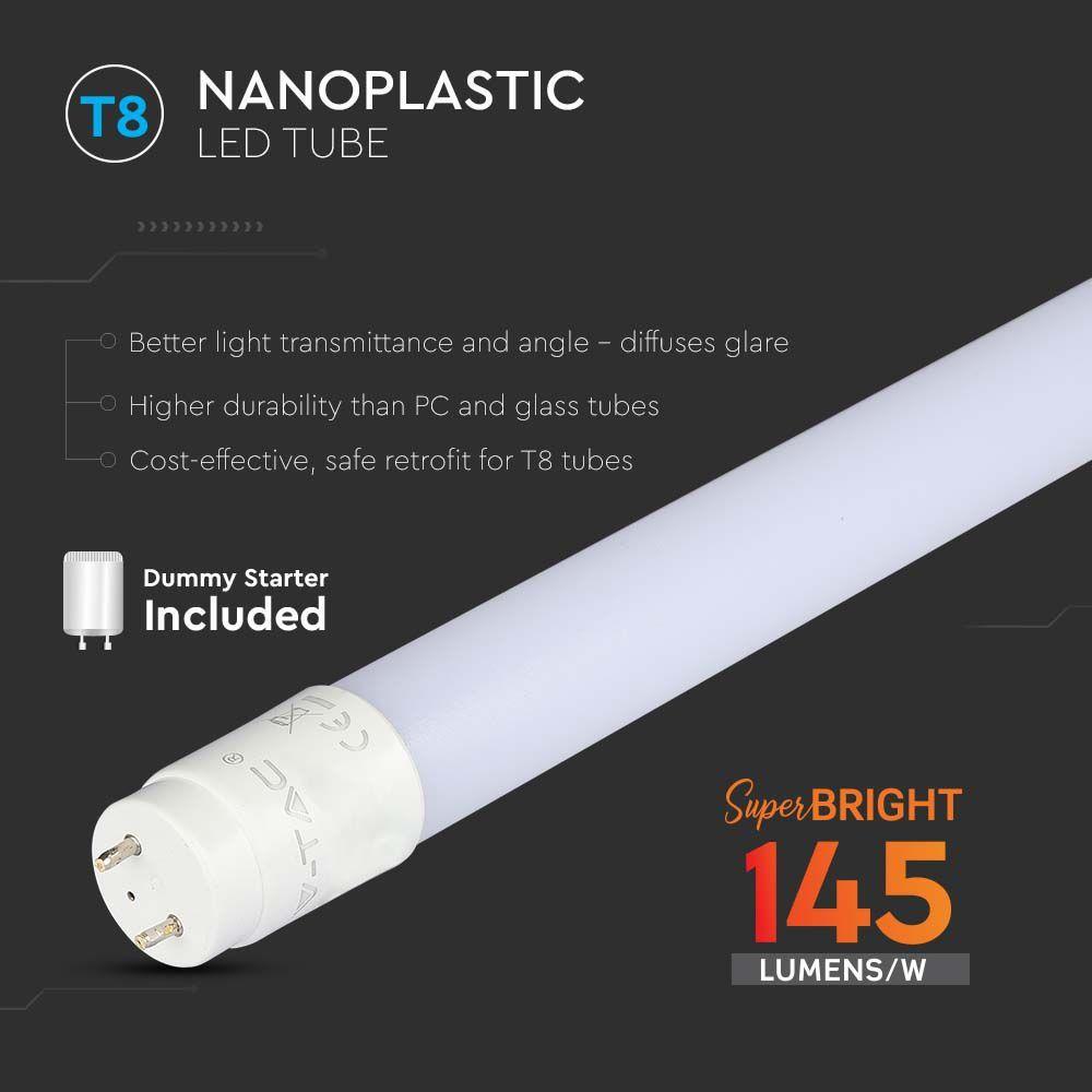 VT-1612 12W T8 LED PLASTIC TUBE NON ROTATABLE 120CM 3000K G13 145LM/W