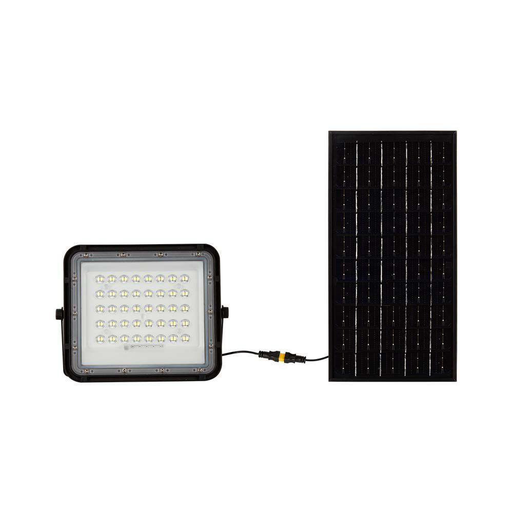 10W Solarny naświetlacz LED z czujnikiem zmierzchu, Panel z przewodem: 3m, Pilot, Bateria 6000mAh/ Barwa:4000K, Obudowa: Czarna, VTAC, SKU 7824