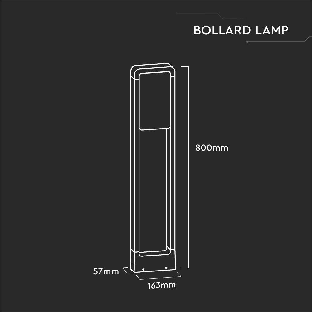 VT-33-N 10W LED BOLLARD LAMP SAMSUNG CHIP 4000K IP65 BLACK BODY