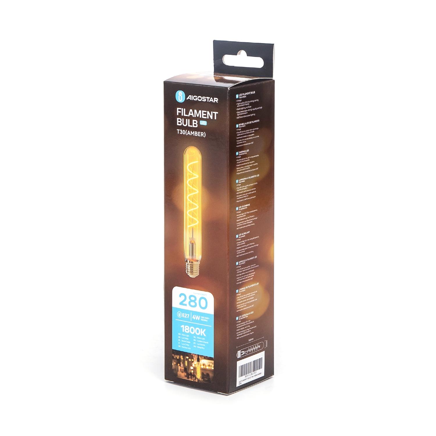 LED Filament Bulb (Amber) T30 E27 4W