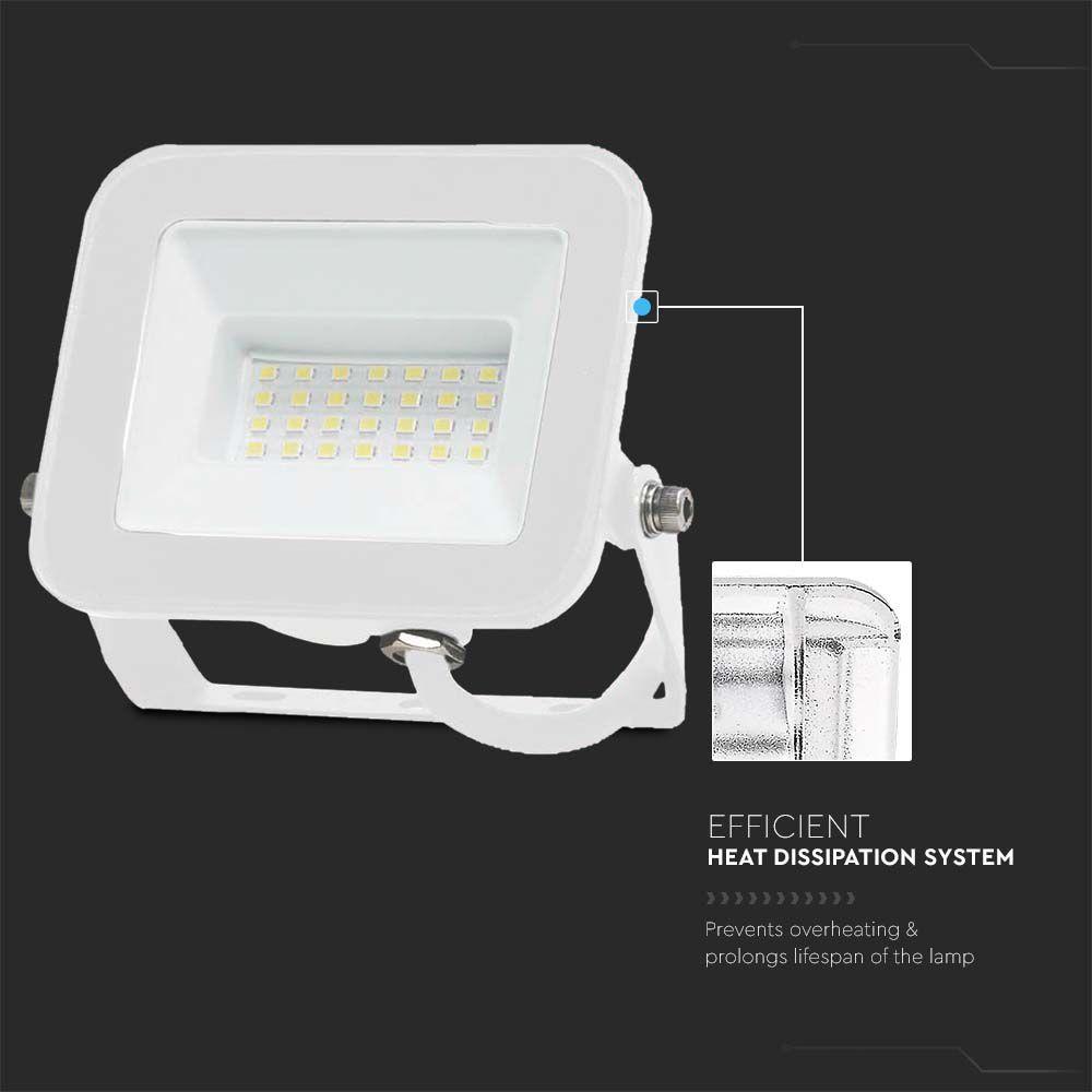 VT-44030 30W FLOODLIGHT SAMSUNG CHIP 3000K WHITE BODY WHITE GLASS