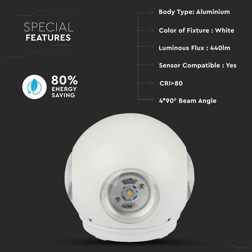 VT-834 4W LED WALL LIGHT(ROUND) 4000K IP65-WHITE BODY