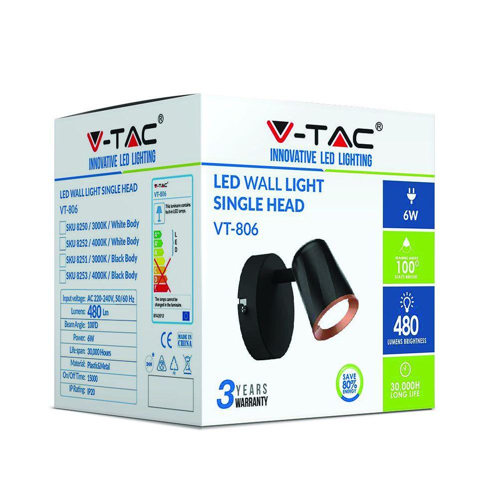 VT-806 6W LED WALL LIGHT(1 HEAD) 4000K BLACK