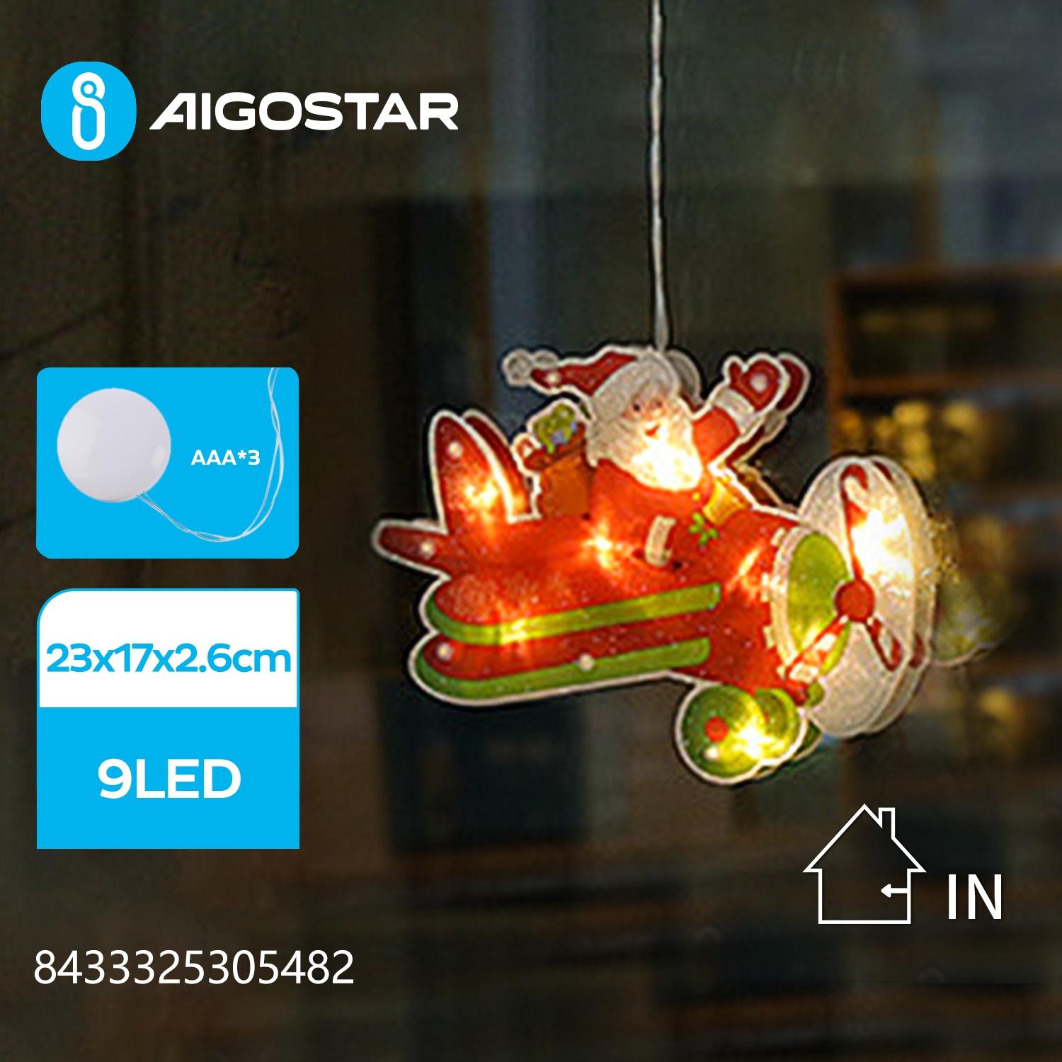 Battery powered pendant with suction cup Christmas plane, small, warm white