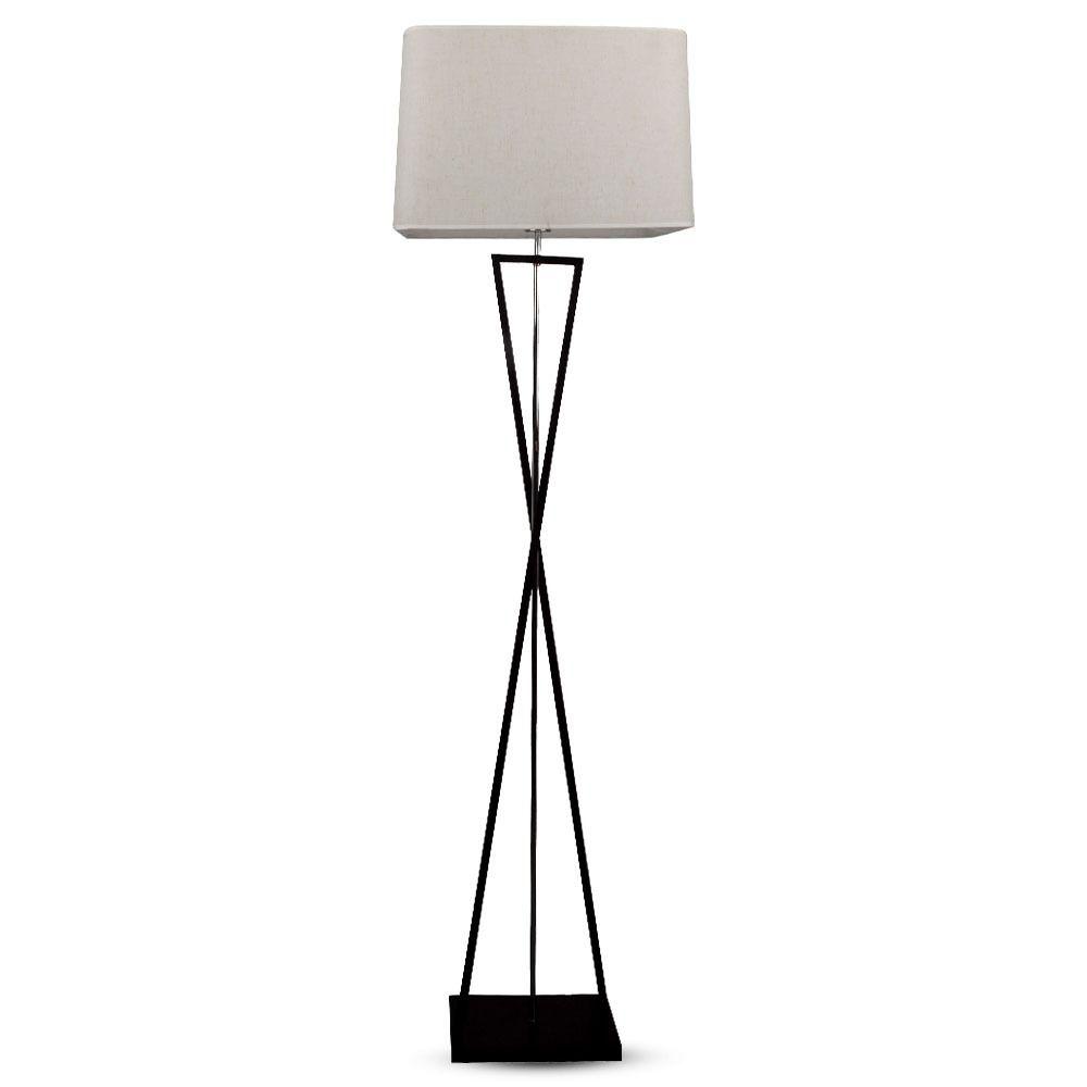 VT-7912 DESIGNER FLOORLAMP - SQUARE IVORY LAMPSHADE, BLACK METAL CANOPY - E27