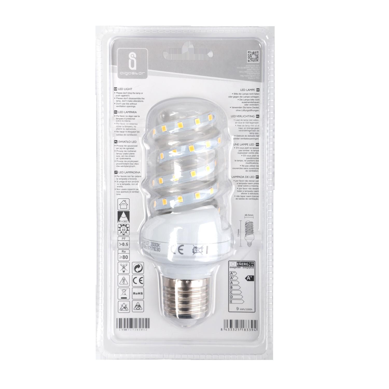 LED E27 9W Spiral tube