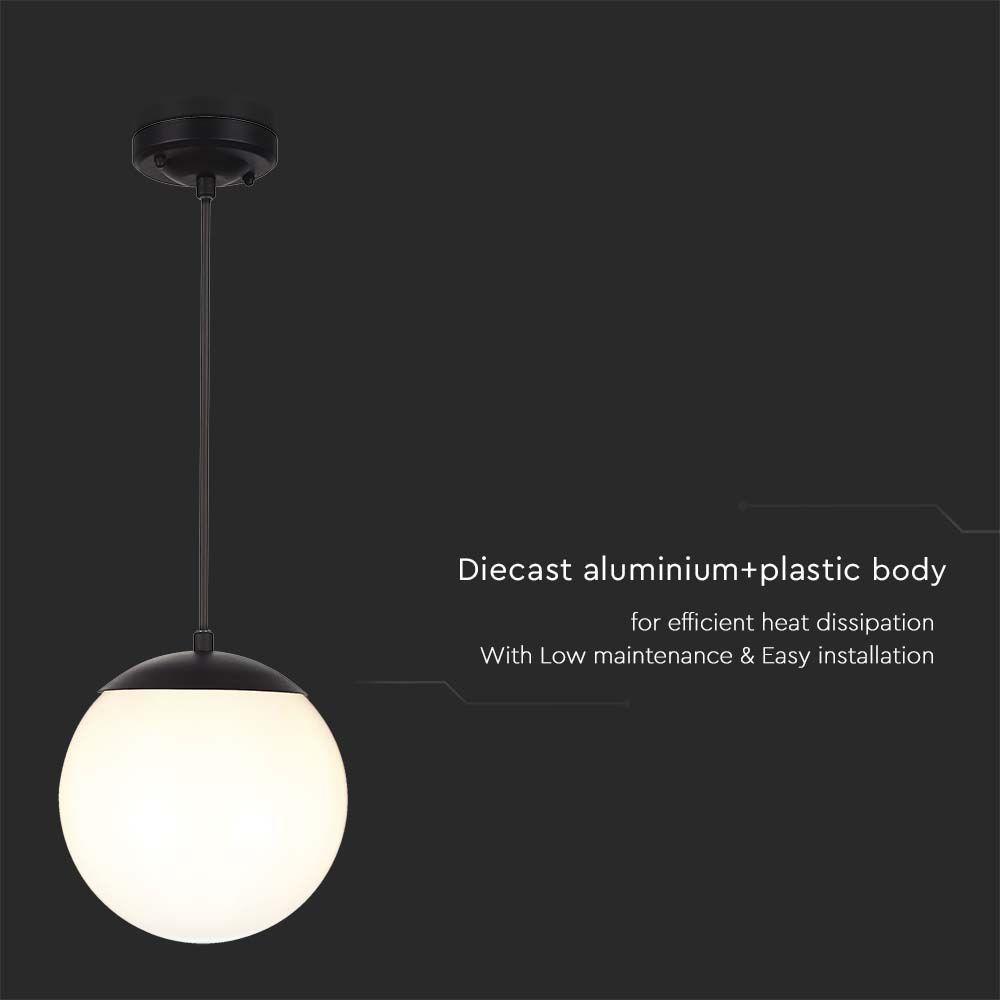 VT-1226 CEILING HANGING LAMP(1*E27)-MATT BLACK-OPAL PLASTI C BALL