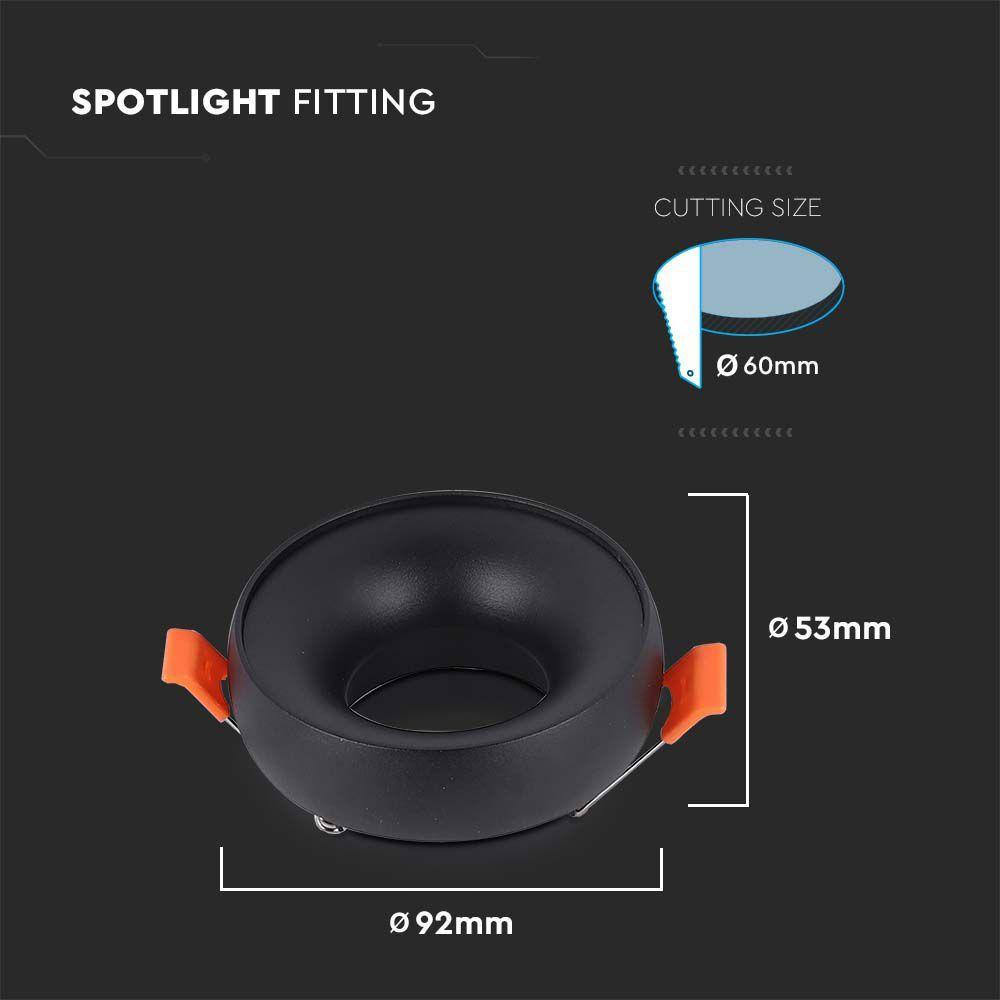 VT-980 GU10 FITTING ROUND BLACK FRAME+BLACK REFLECTOR