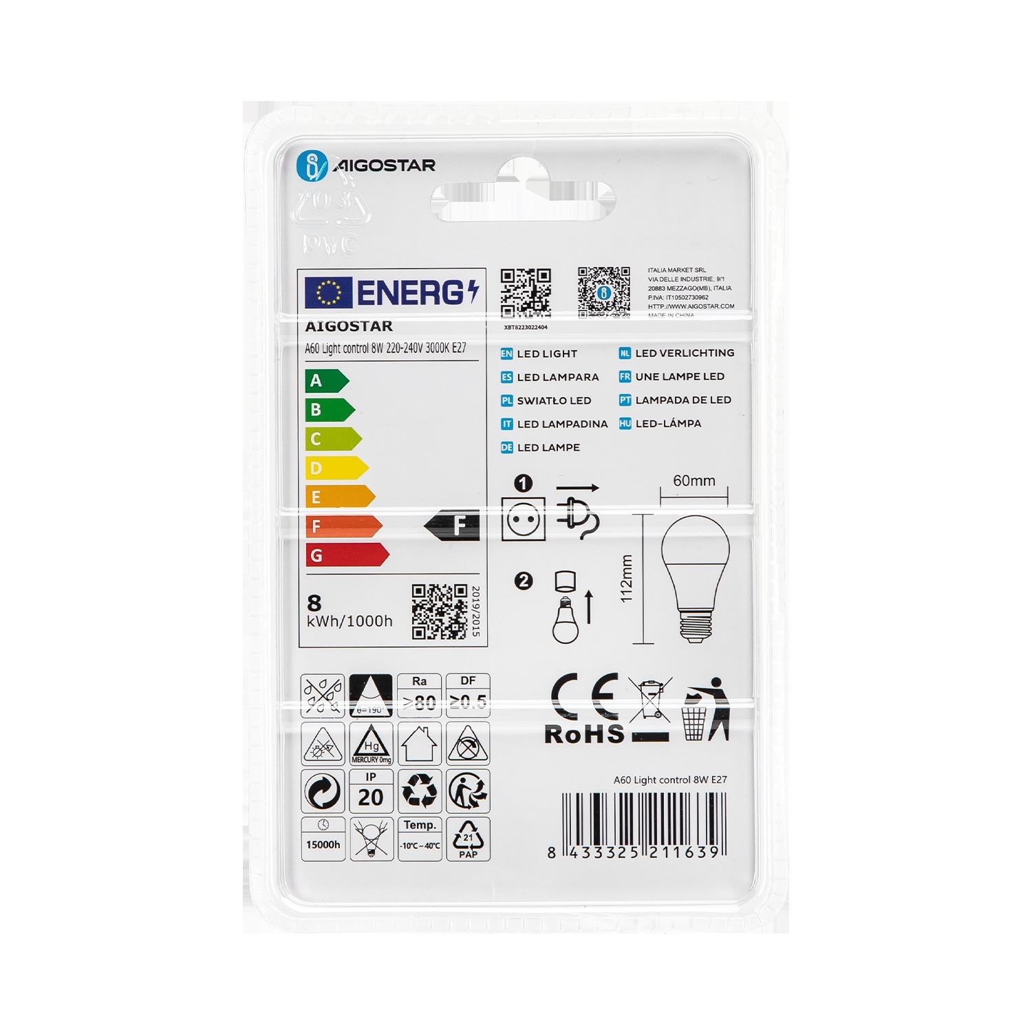 LED E27 8W A60 ( Day/Night Sensor Bulb )