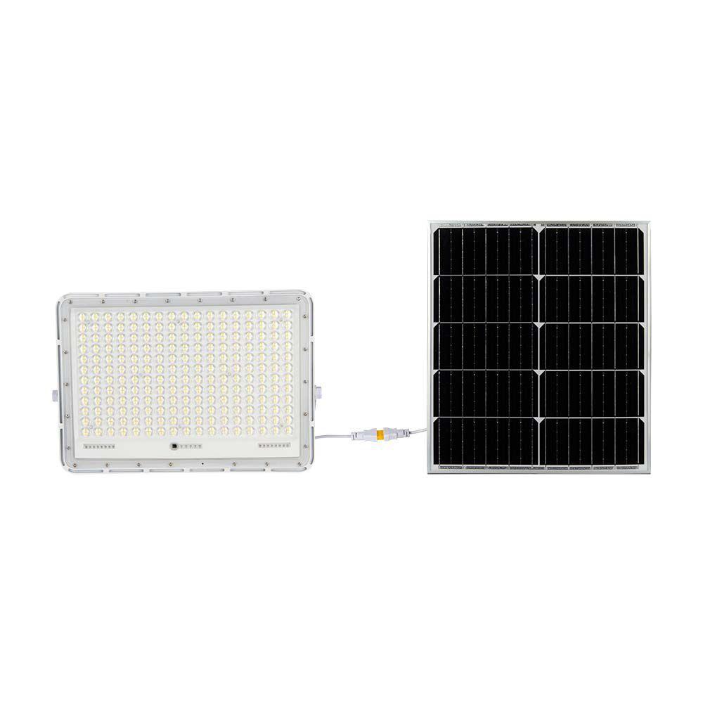 30W Solarny naświetlacz LED z czujnikiem zmierzchu, Panel z przewodem: 3m, Pilot, Bateria 20000mAh/ Barwa:4000K, Obudowa: Biała, VTAC, SKU 7848