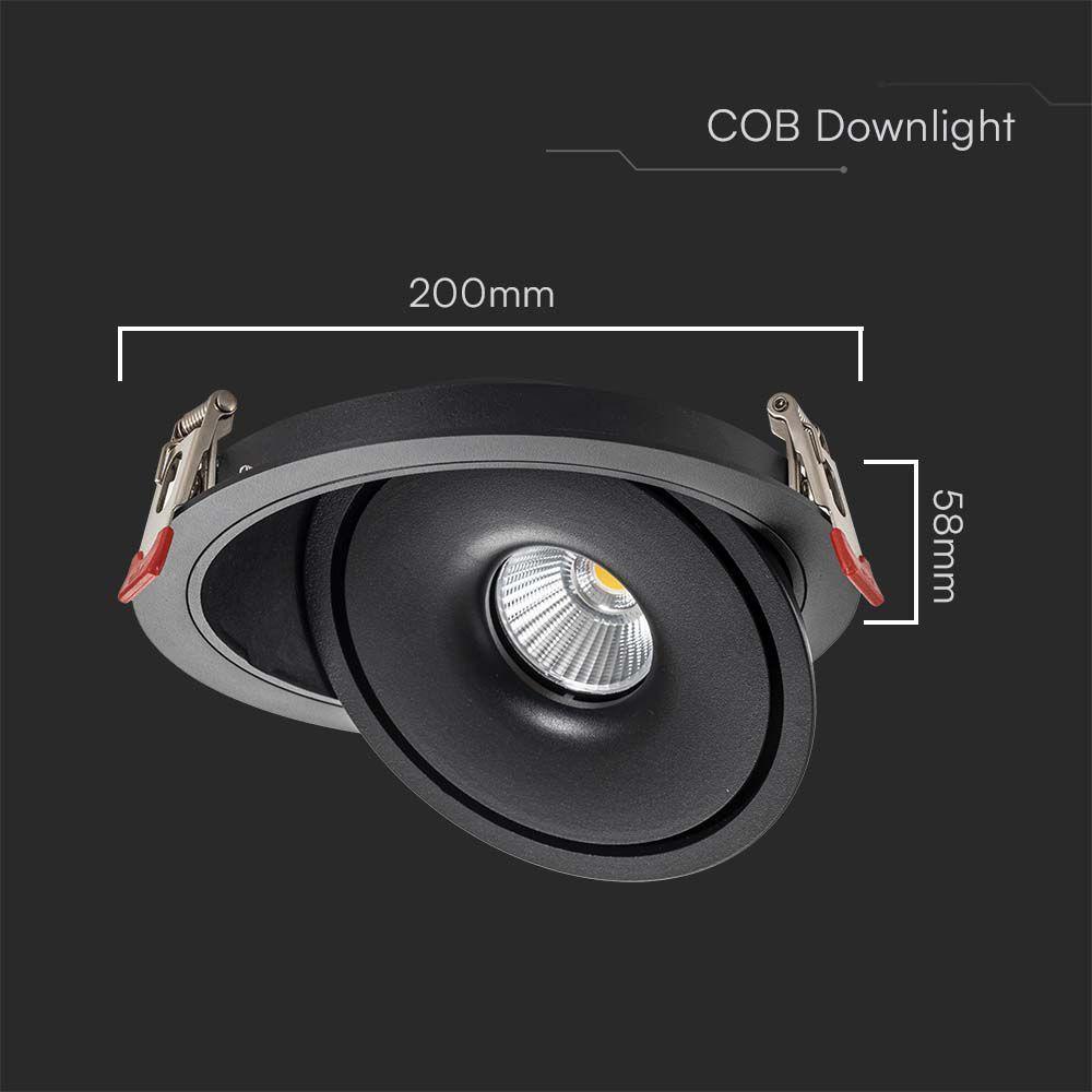 30W Oprawa COB Downlight LED, Barwa: 3w1, Obudowa: Czarna , VTAC, SKU 10582